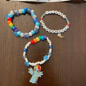 Rainbow dash handmade Kandi rave bracelet set #MyLittlePony #RainbowDash
